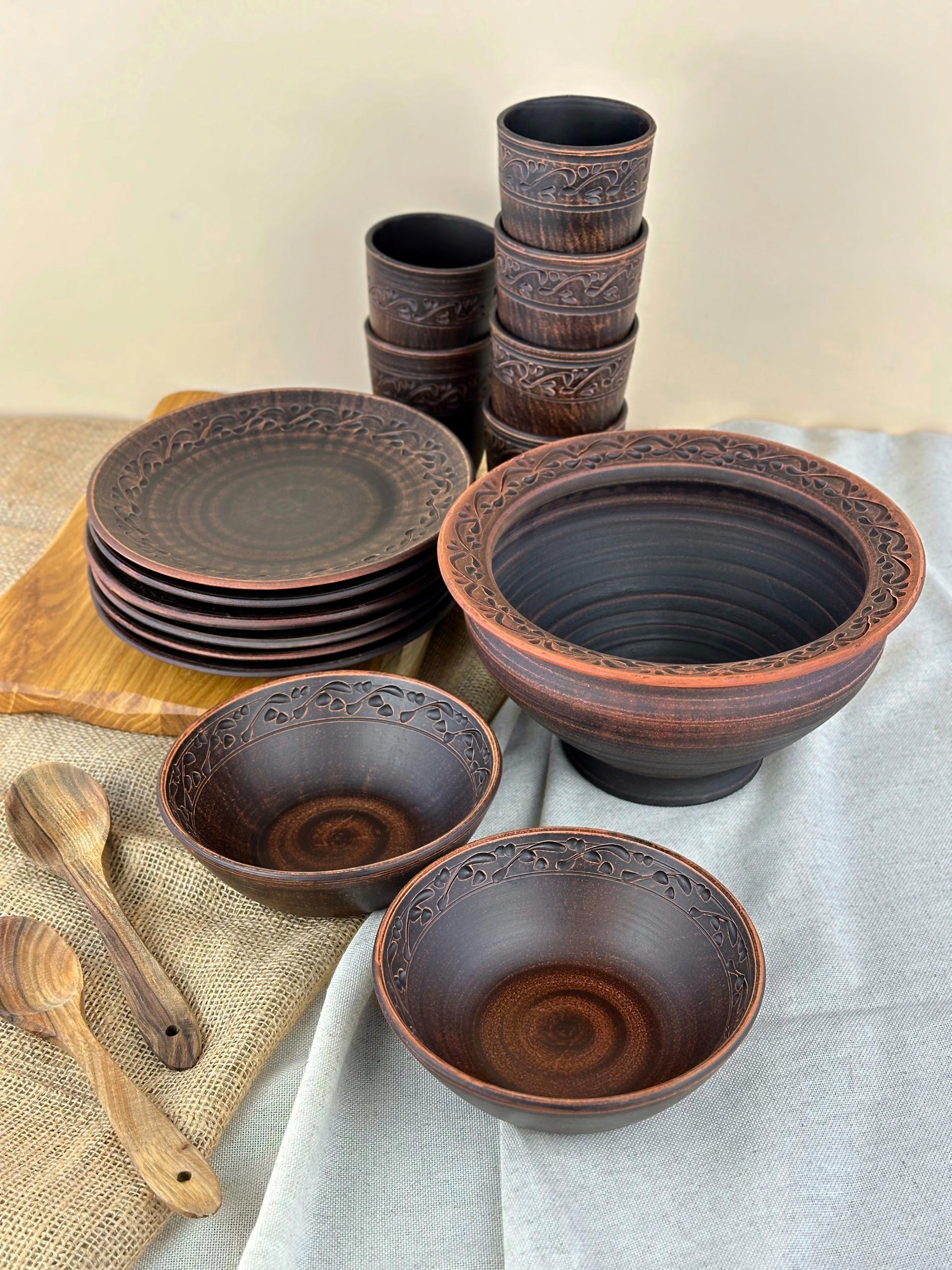 Набор глиняной посуды для вареников Гражда Декор на 6 человек (13108-1)