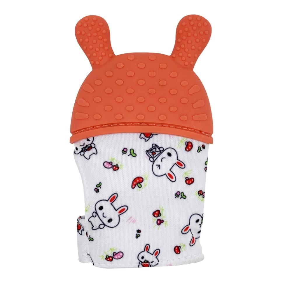 Прорезыватель-перчатка Зайчик на липучке Оранжевый (FR-132-R-11)