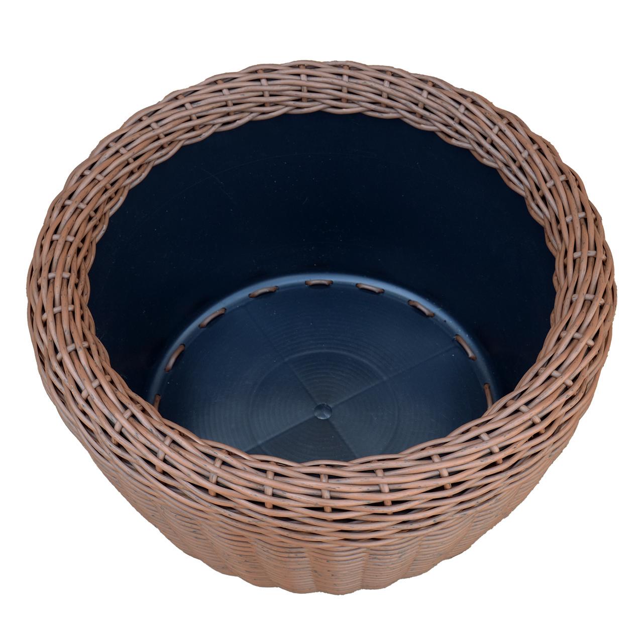 Кашпо велике для рослин та квітів з штучного ротангу/ручної роботи 45 л Молочний шоколад (12343575) - фото 3