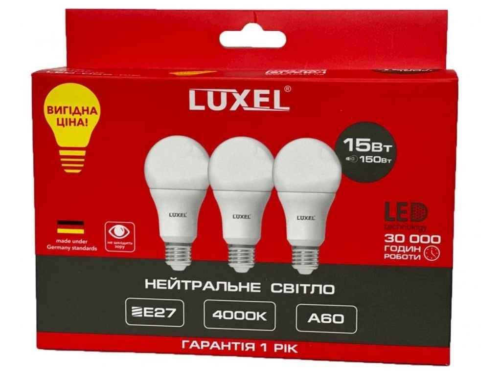 Лампа светодиодная Luxel 15w E27 4000К LED А60 3 шт. (065-NE)
