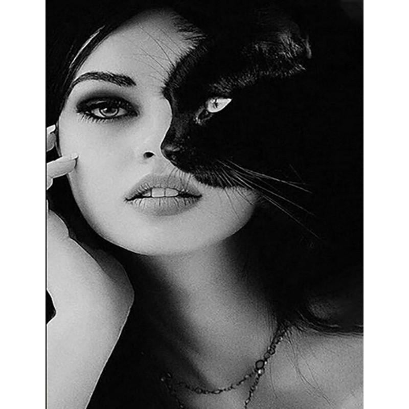 Алмазная мозаика Strateg Черно-белые взгляды без подрамника 40х50 см (JSFH85898)