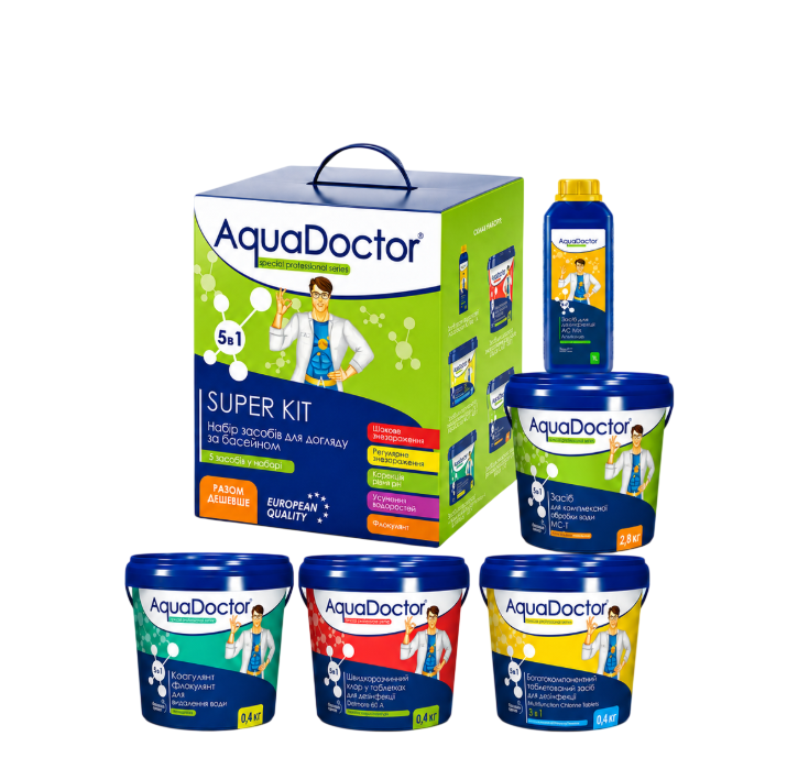Набор химии для бассейна AquaDoctor Super Kit 5в1 до 30 м3 (35818556)