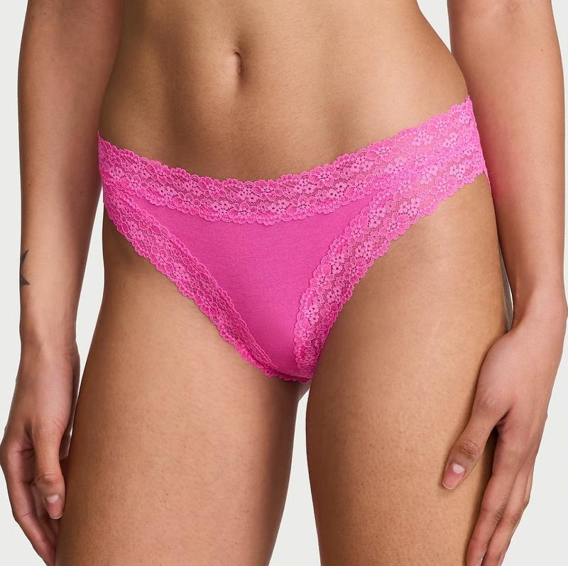 Трусики-стринги женские с кружевом Victoria's Secret XXL Розовый (2764561359)