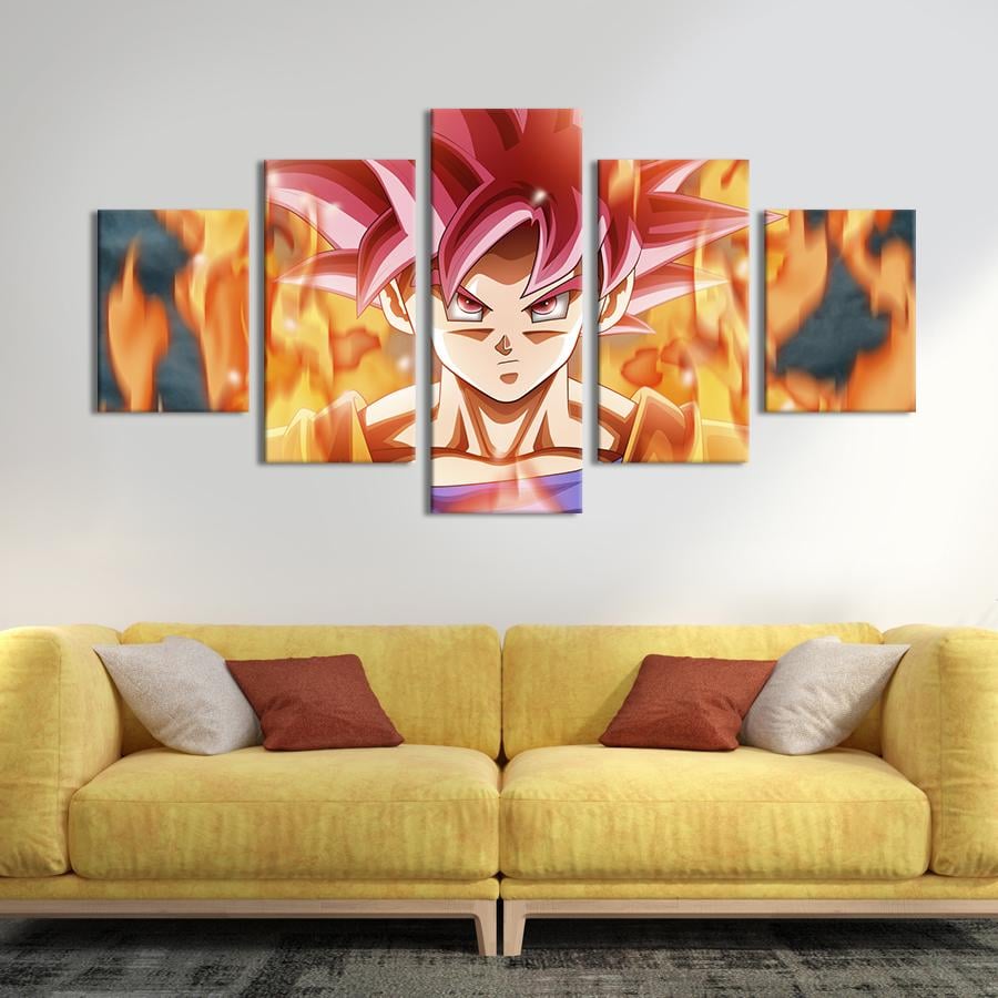 Картина на холсте Аниме-герой Гоку среди языков пламени 162x80 см (1473-52)