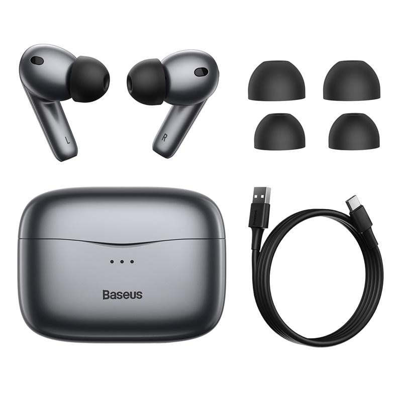 Навушники бездротові Baseus Simu ANC True Wireless Earphones S2 42/480 mAh Сірий (NGS2-0G) - фото 4