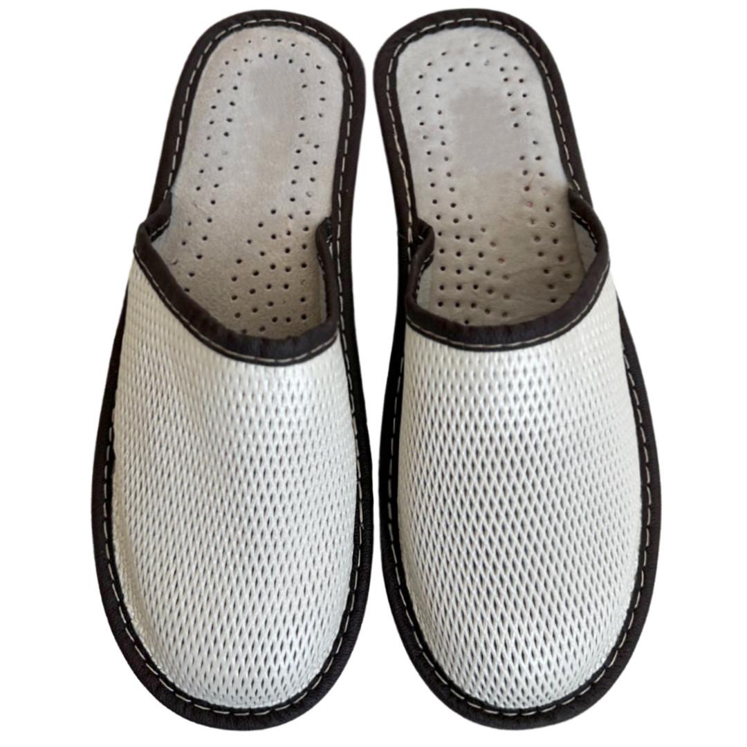 Тапочки женские домашние из натуральной кожи р. 39 Белый (2595099391)