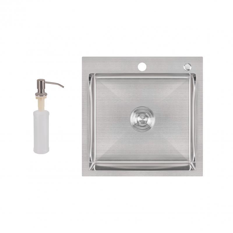 Мийка кухонна Lidz H5050 з дозатором/кошиком та змішувачем Lidz Vida гнучкий (13696078)