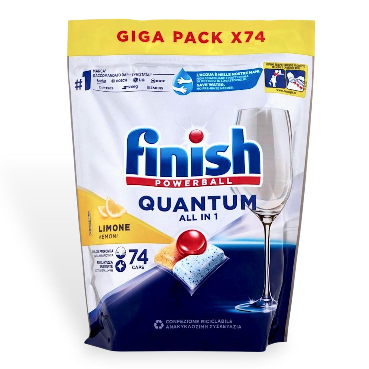 Таблетки для посудомийних машин Finish Quantum Lemon All in 1 74 шт.