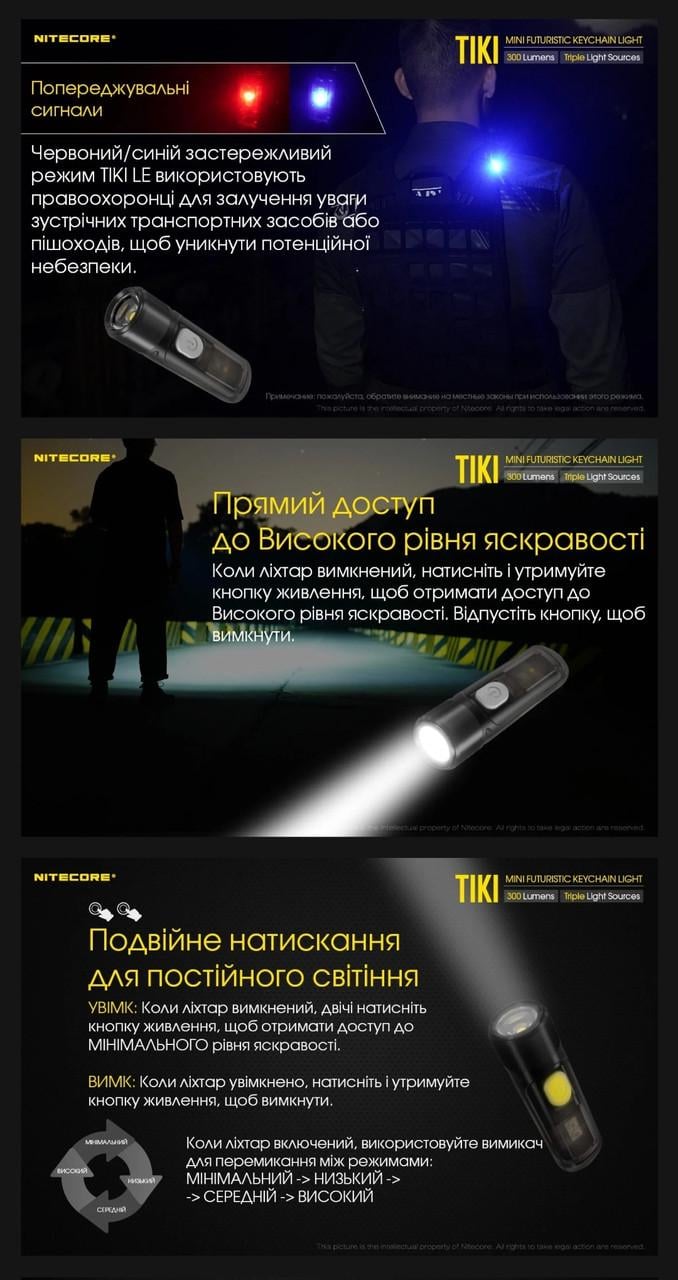 Фонарь наключительный Nitecore TIKI USB Type-C 300 Лм (010340) - фото 5