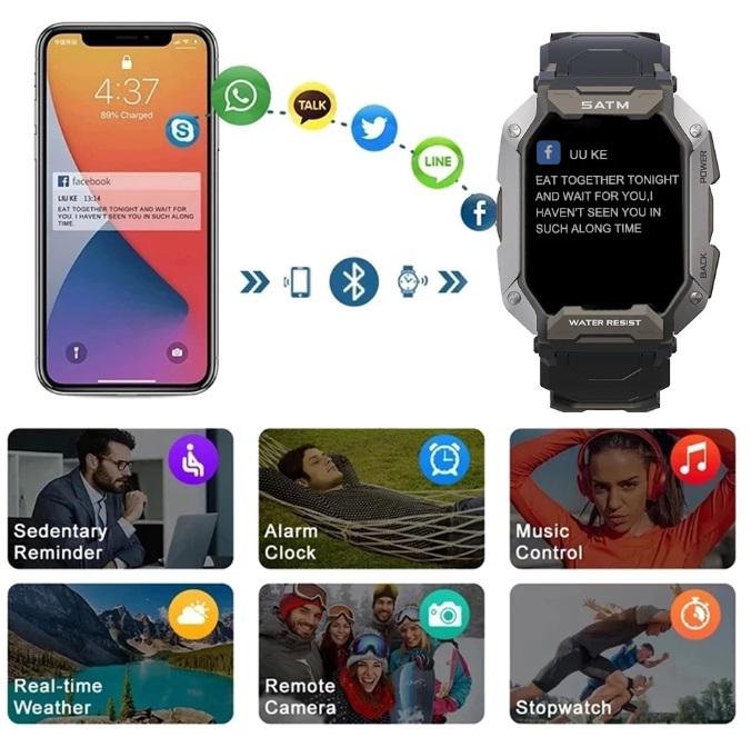 Умные часы мужские Uwatch Tank C20 Camouflage Black - фото 3