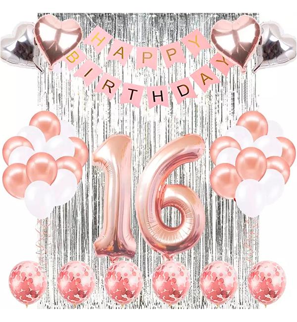 Фотозона на день рождение Sweet 16 набор 38 шт. (11487165)