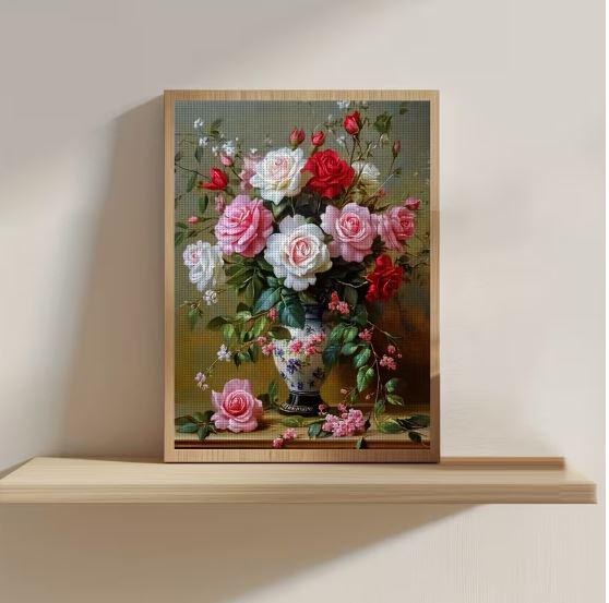 Набор для вышивания крестиком JOZYSH Розовая симфония 14CT канва Аиду с нанесенным рисунком 30x40 см (2896421280)