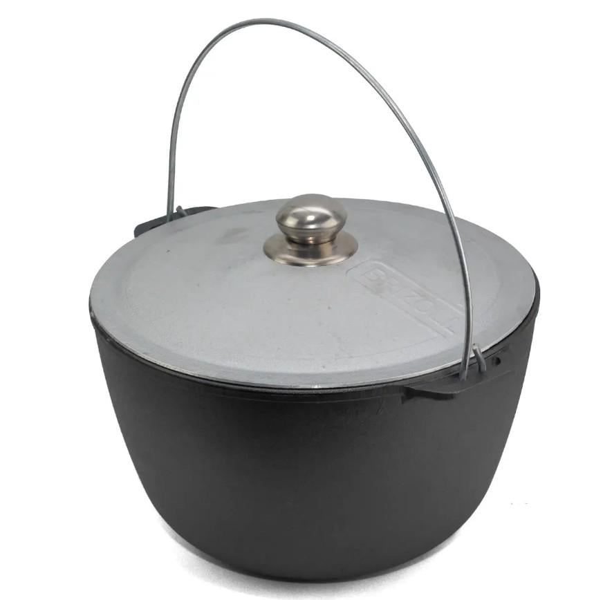 Котел чугунный Brizoll туристический с алюминиевой крышкой 10 л 30 см (KT10-4)