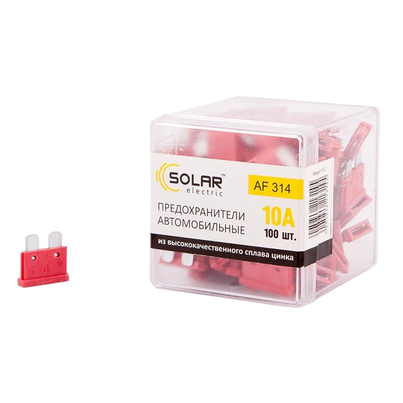 Набір запобіжників Solar стандарт цинковий сплав 10А 100 шт. (AF314)