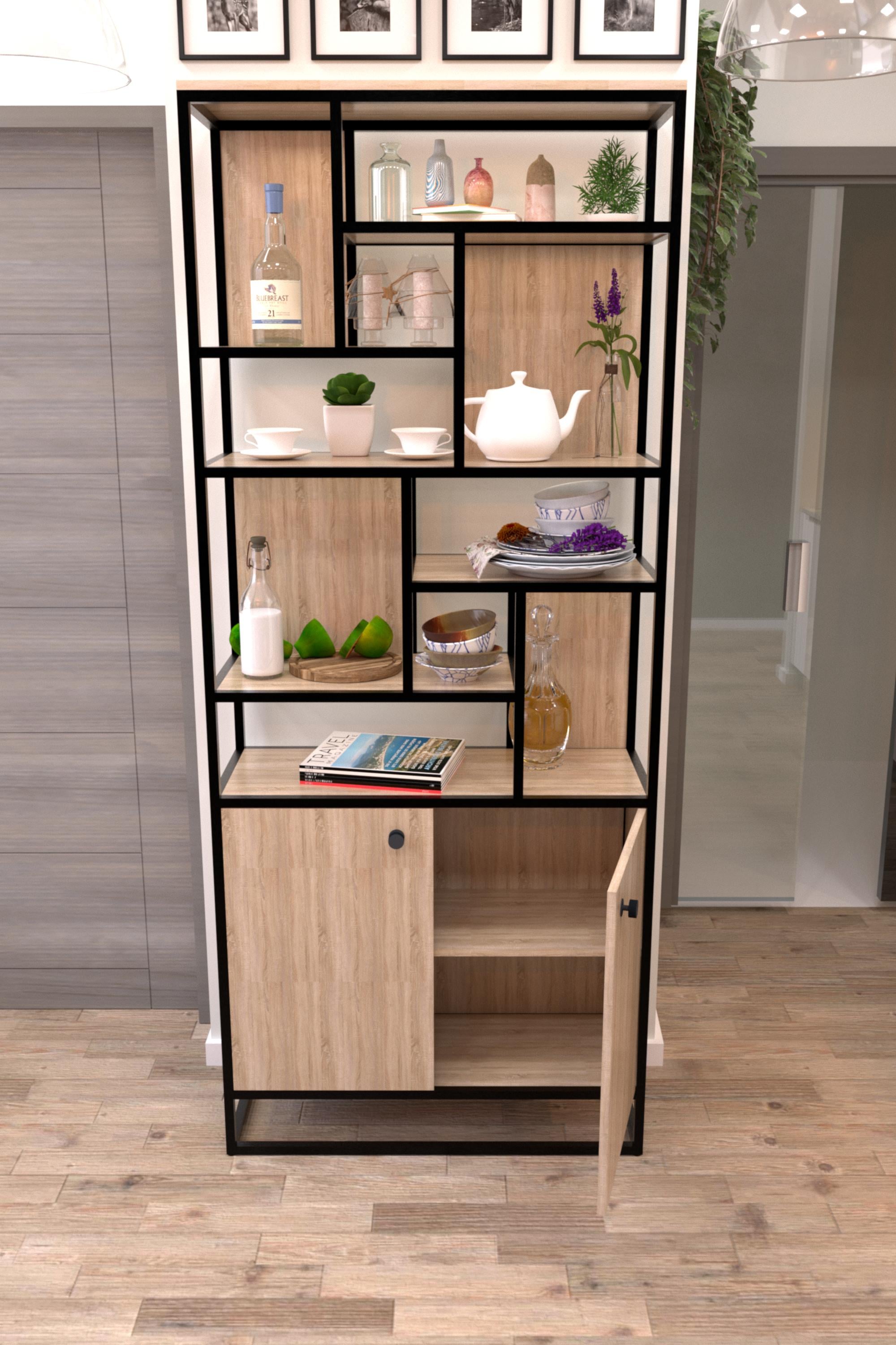 Стелаж EcoLoft Кастора в стилі лофт Дуб Сонома (DSP-1244-6)