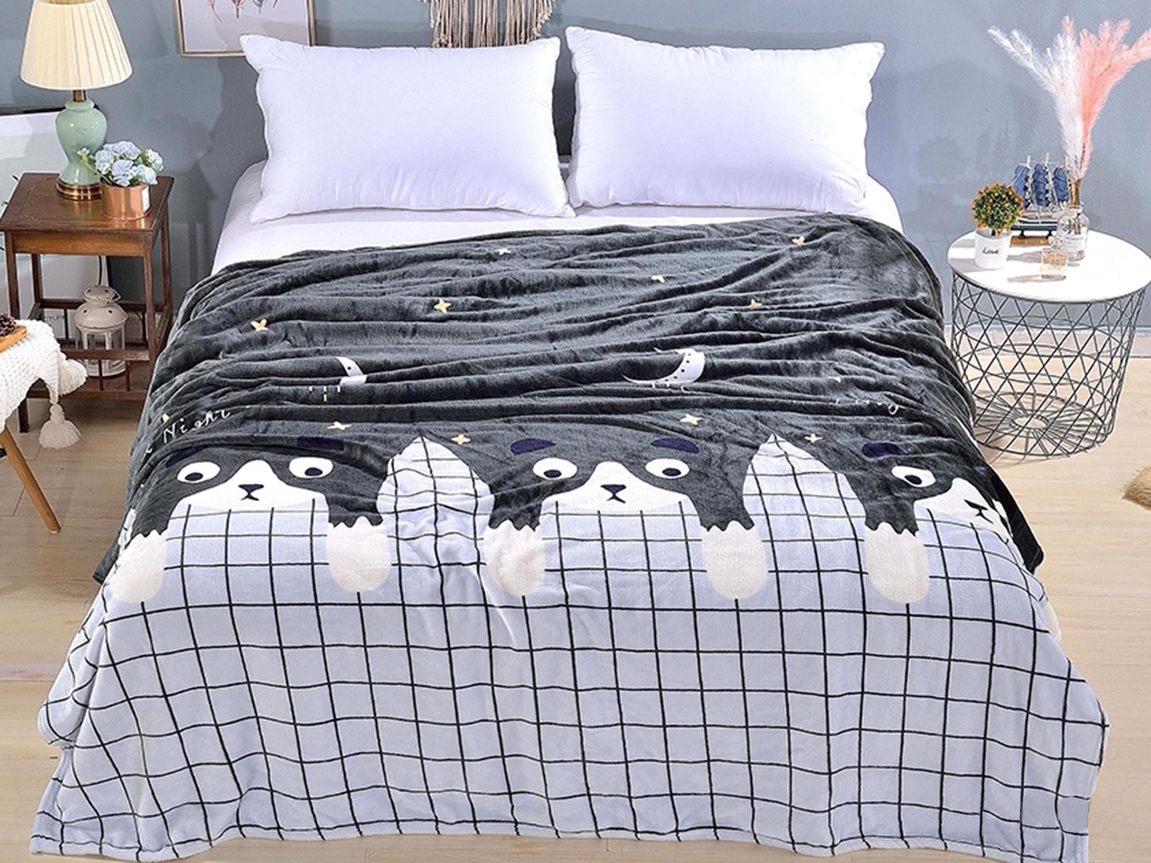 Плед из микрофибры Велсофт Котики на сетке 160х210 см (15005209)