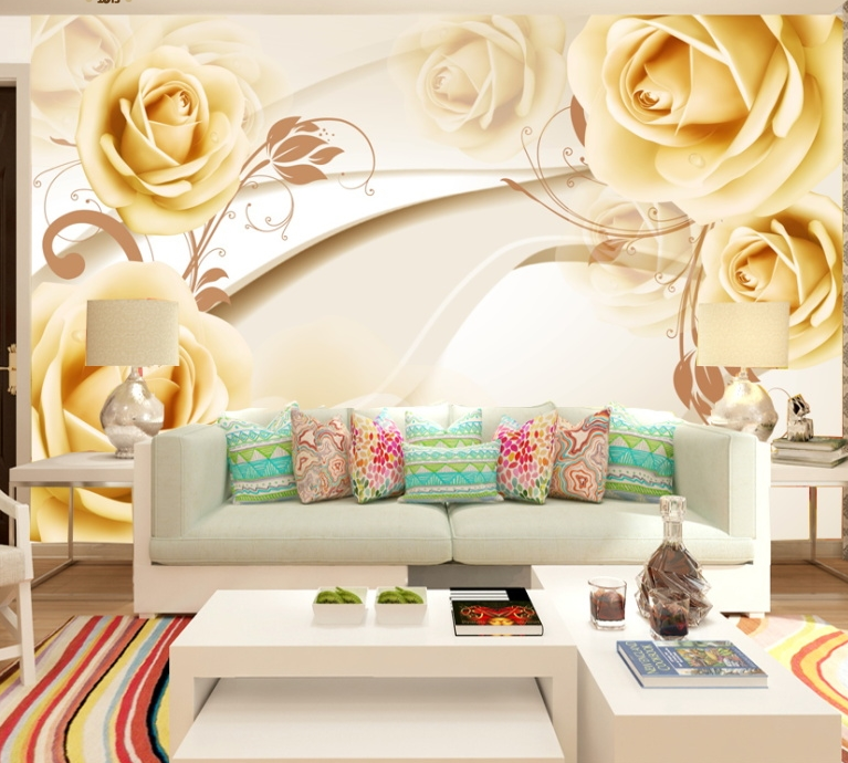 Фотообои 3D флизелиновые цветочные для спальни/зала/кухни Чайные розы