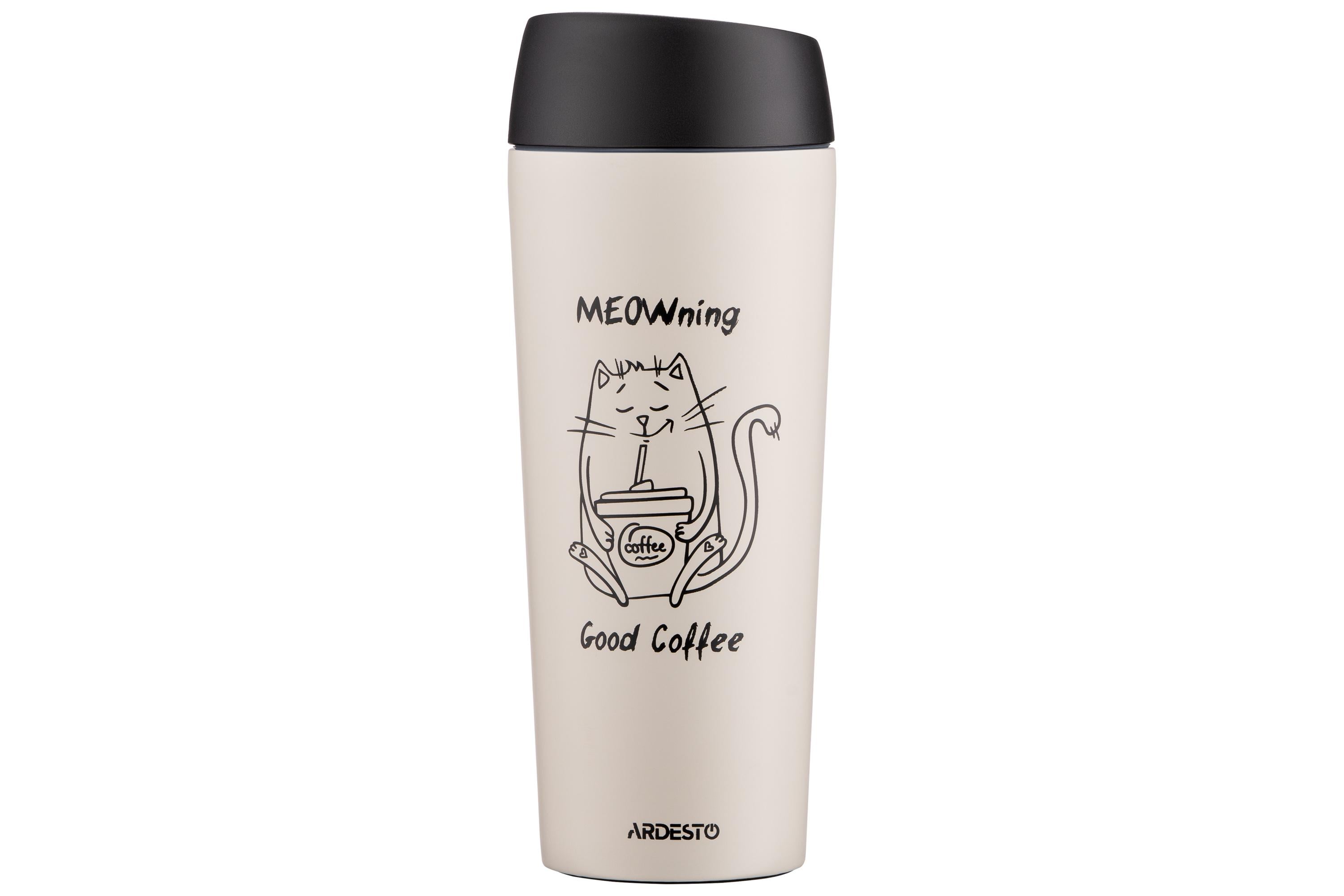 Термокружка Ardesto Coffee Time Meowning 450 мл Бежевый (AR2645WC)