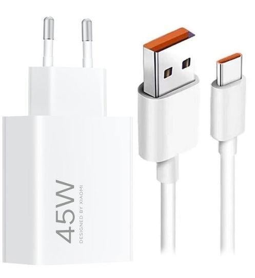 Комплект зарядки 45 Вт с кабелем USB-A/USB Type-C 1 м Белый