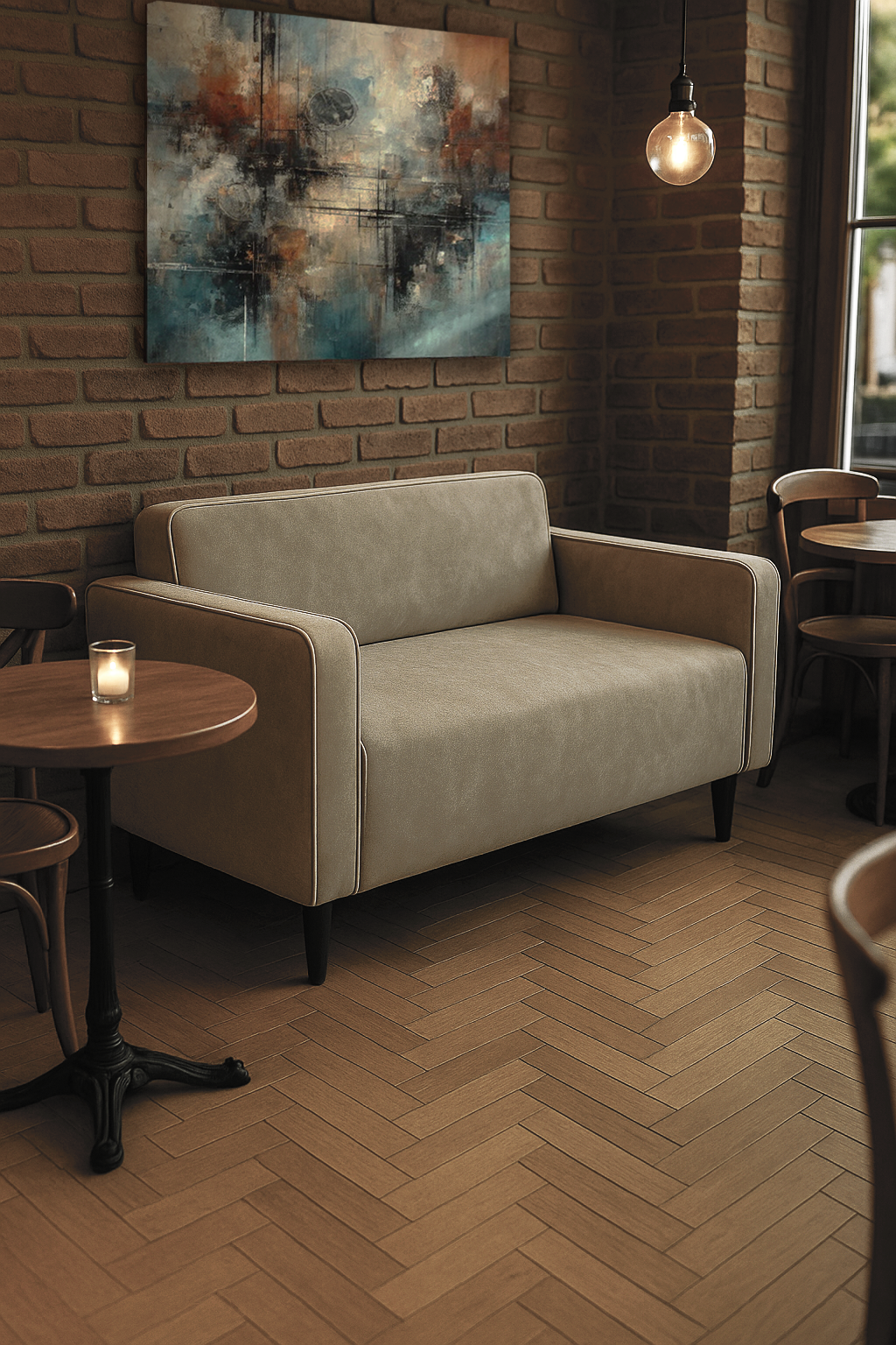 Диван офісний Tobi Sho Тайм з підлокітниками велюр Крокус 1460х680х770 мм Бежевий (Бежевий/07) - фото 4