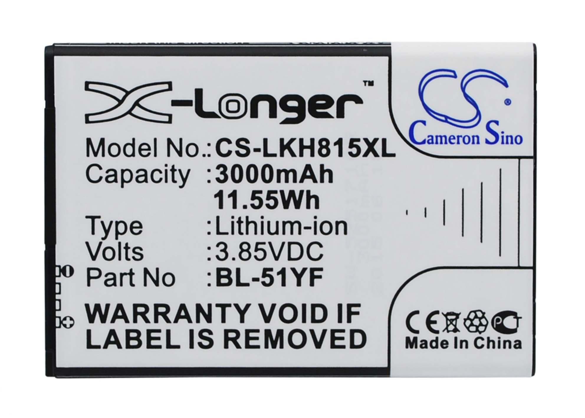 Аккумулятор для смартфона LG CS-LKH815XL G4 H818 3,85V 3000 mAh 11,55 Wh Black