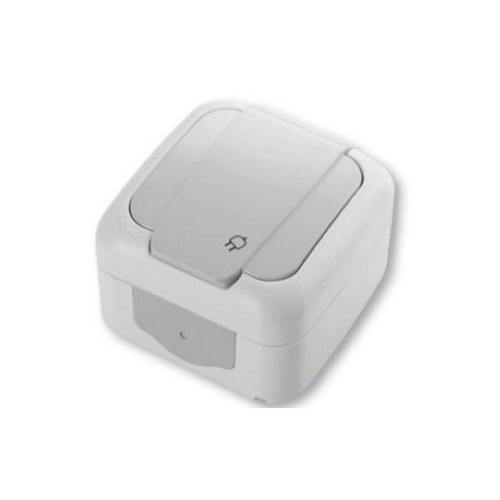 Розетка Viko Palmiye с заземлением с шторками наружная серая (21560-е)