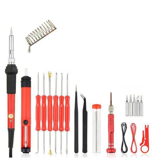 Паяльний набір у футлярі 6761 220 V 60 W 22 предмета Червоний (513966) Паяльний набір у футлярі 6761 220 V 60 W 22 предмета Червоний (513966)