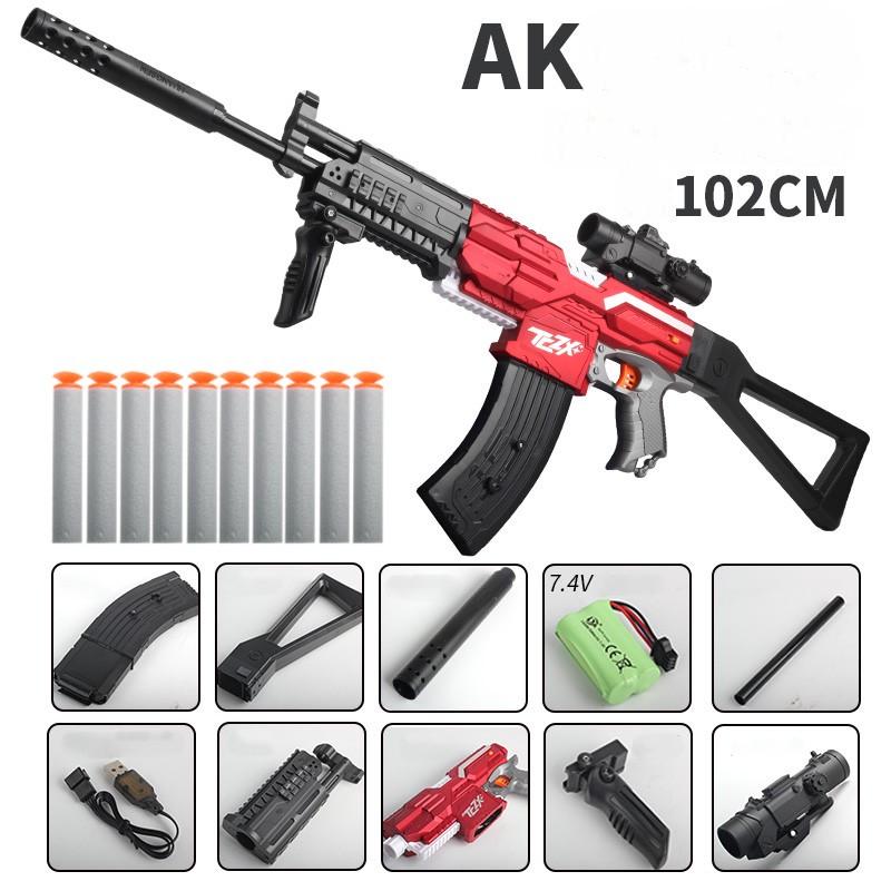 Игрушечный автомат NERF AK105 на мягких шарах аккумуляторный 102 см Красный - фото 2