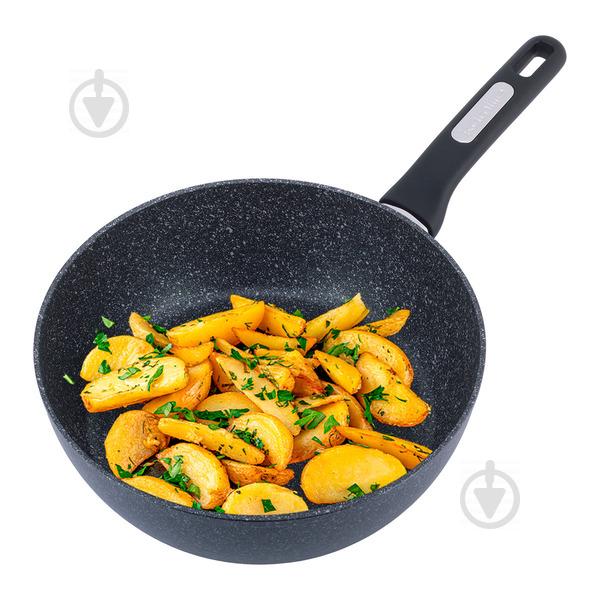 Стійник Kamille 28*8,5см з антипригарним покриттям чорний мармур з алюмінію KM-5395MR