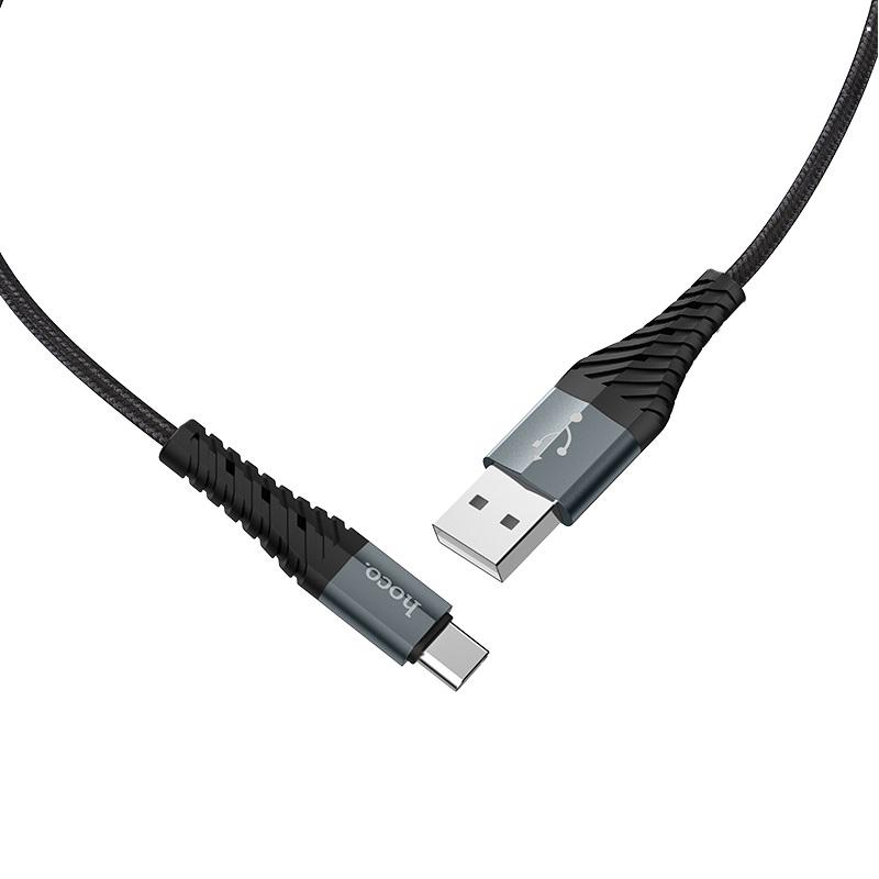 Кабель Hoco X38 Cool USB на Type-C швидка зарядка нейлонове обплетення 1 м Чорний