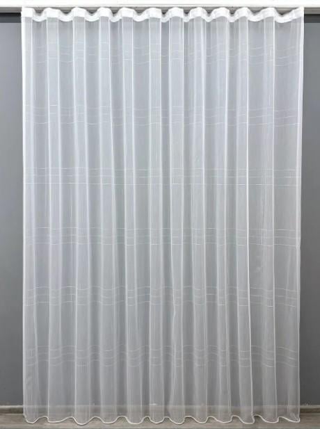 Тюль из бамбука в клетку Белый/Молочный (1614т)