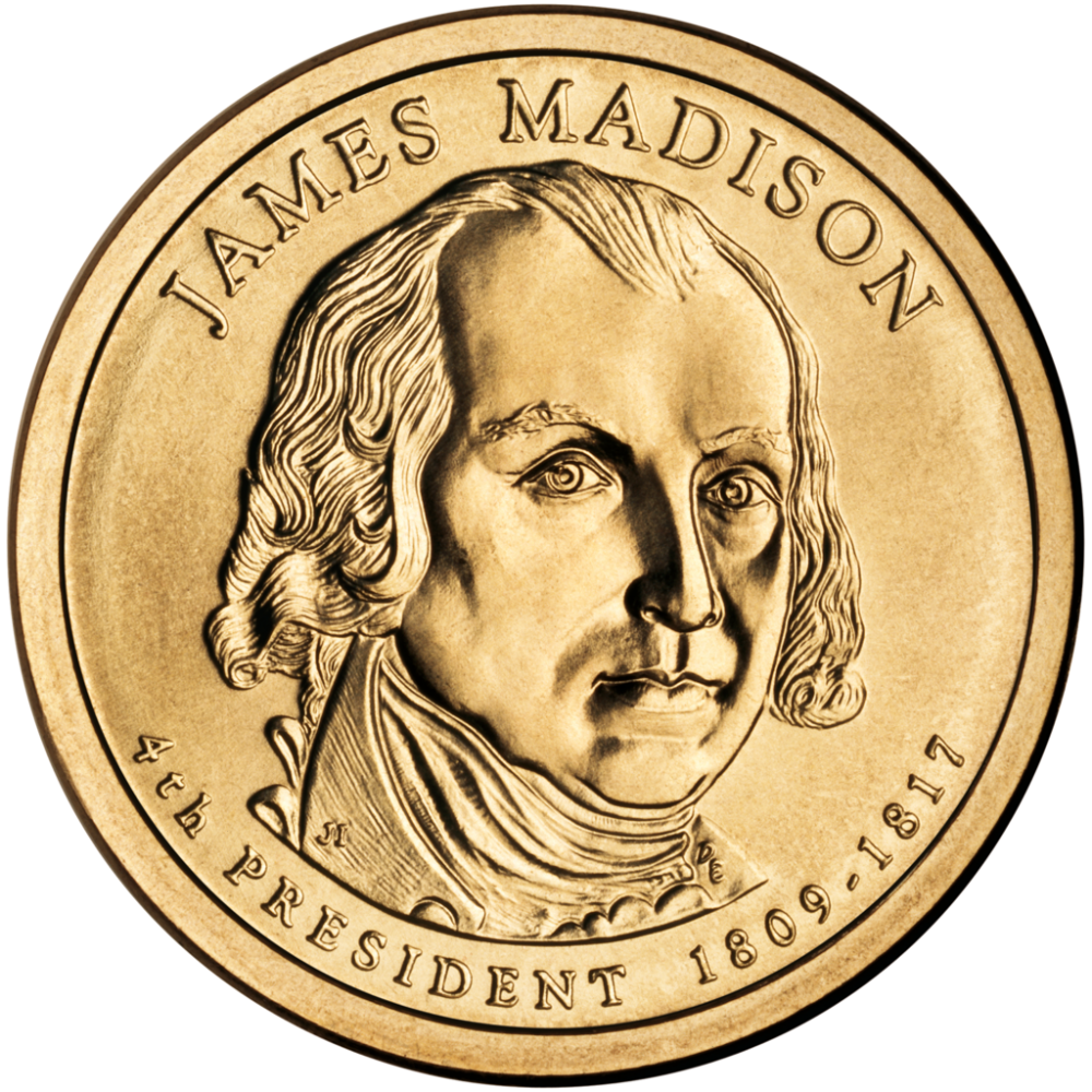 Коллекционная монета США 1 доллар 2007 D 4-й Президент Джеймс Медисон UNC (KM#404)