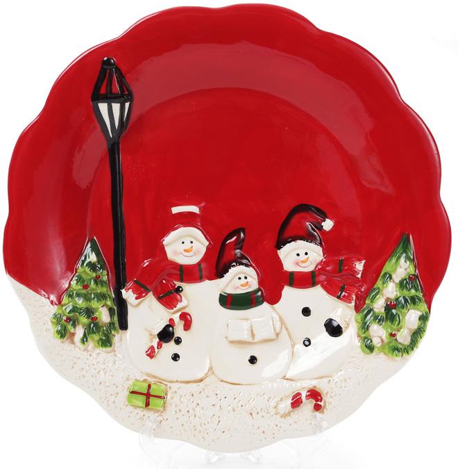 Набор из керамических блюд трио снеговиков 2 шт. 29 см