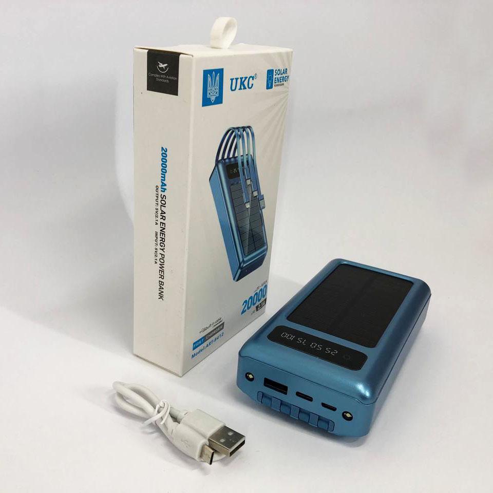 Повербанк 20000 mAh на солнечной батарее Синий (ws93361-1) - фото 4