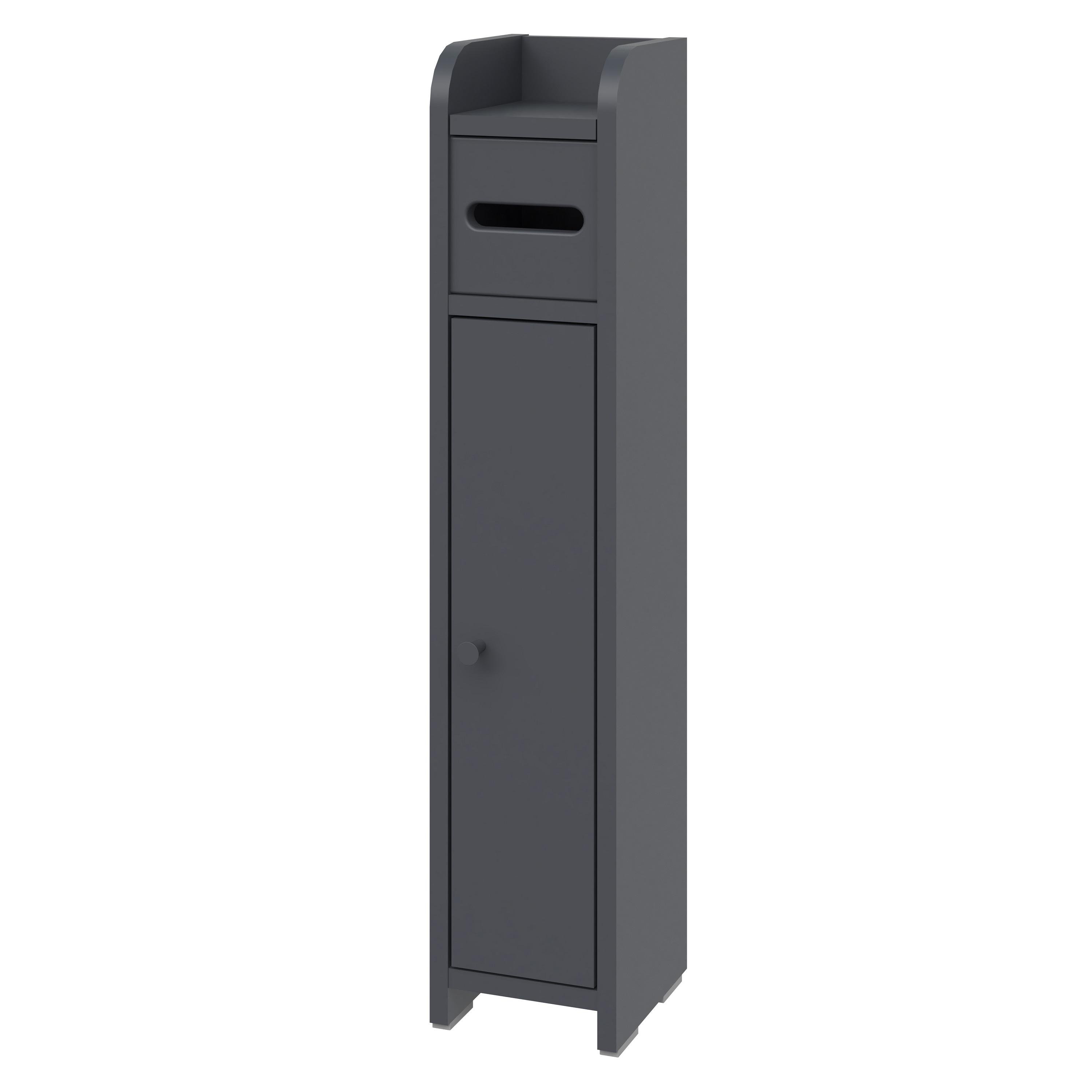 Пенал-шкаф-этажёрка напольная в ванную MIRATER VAN MEBLES Антрацит матовый (8840)