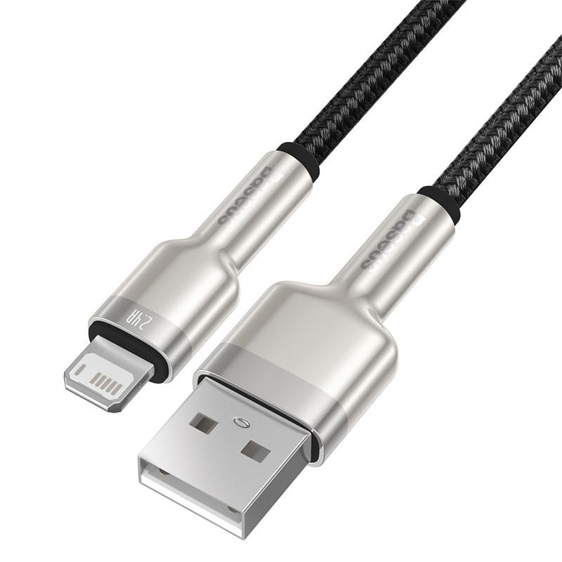 USB кабель BASEUS для iPhone Lightning Cafule Series Metal Data Cable 0,25 м 2.4A Black - фото 2