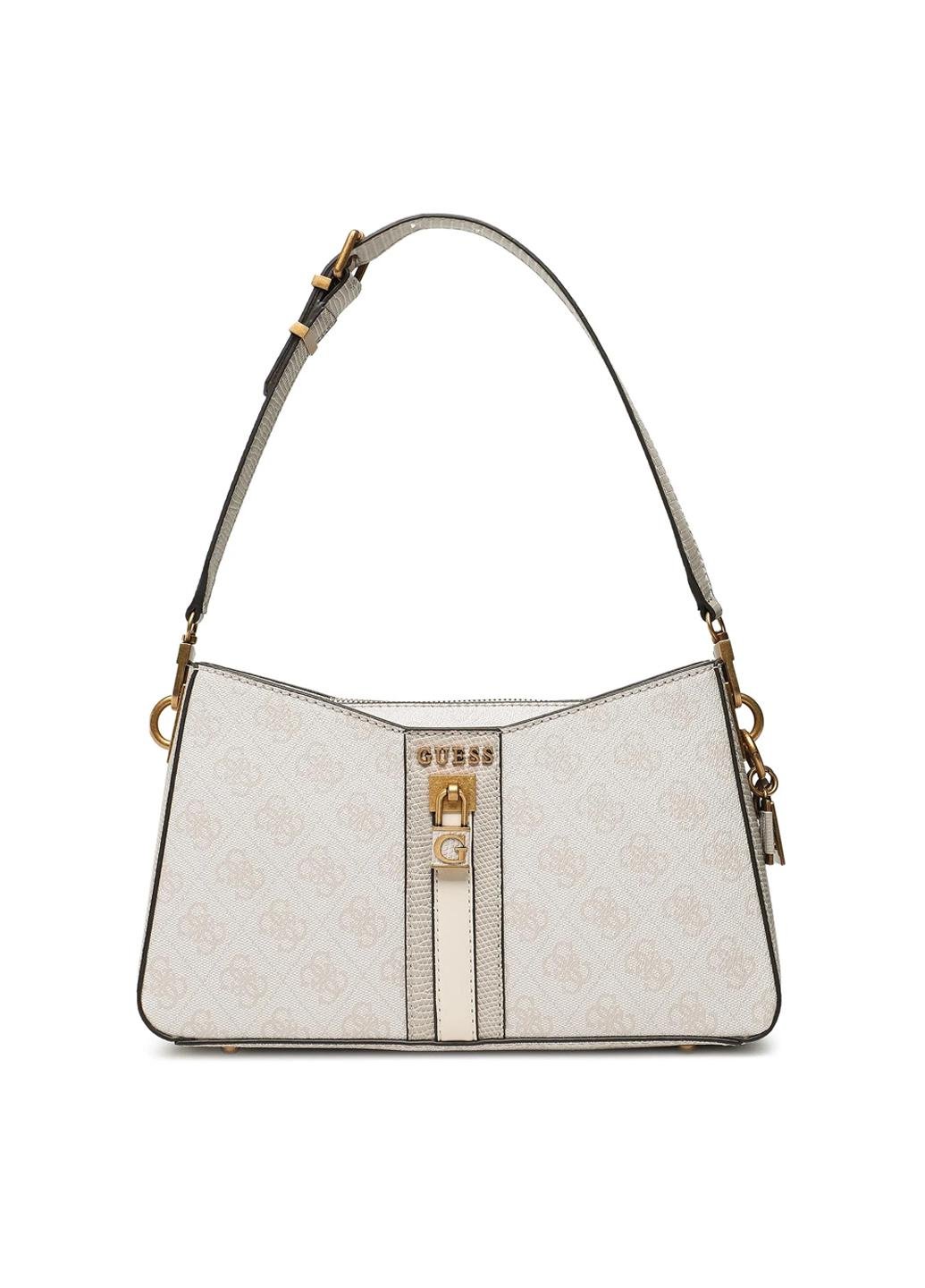 Сумка багет жіноча з еко шкіри GUESS GINEVRA LOGO ELITE SHLDR BAG Сірий