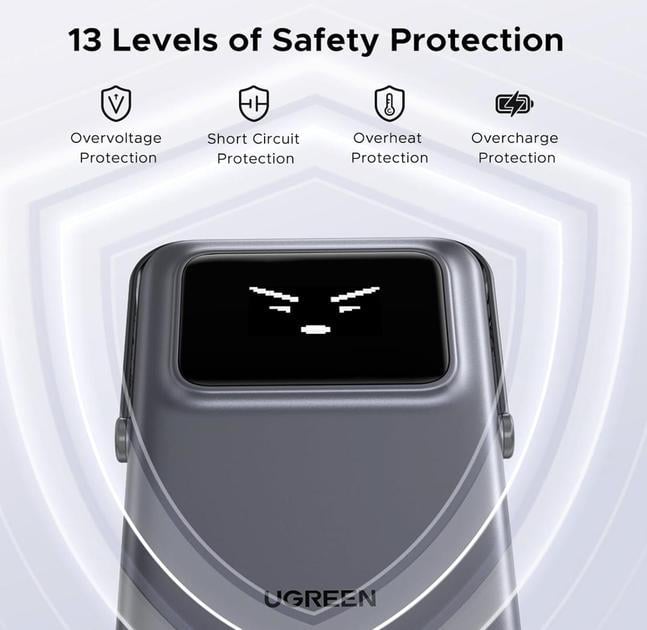 Повербанк беспроводной Ugreen PB572 Qi2 Magnetic Magsafe 10000 mah 20W для iPhone Серый (28780601) - фото 7