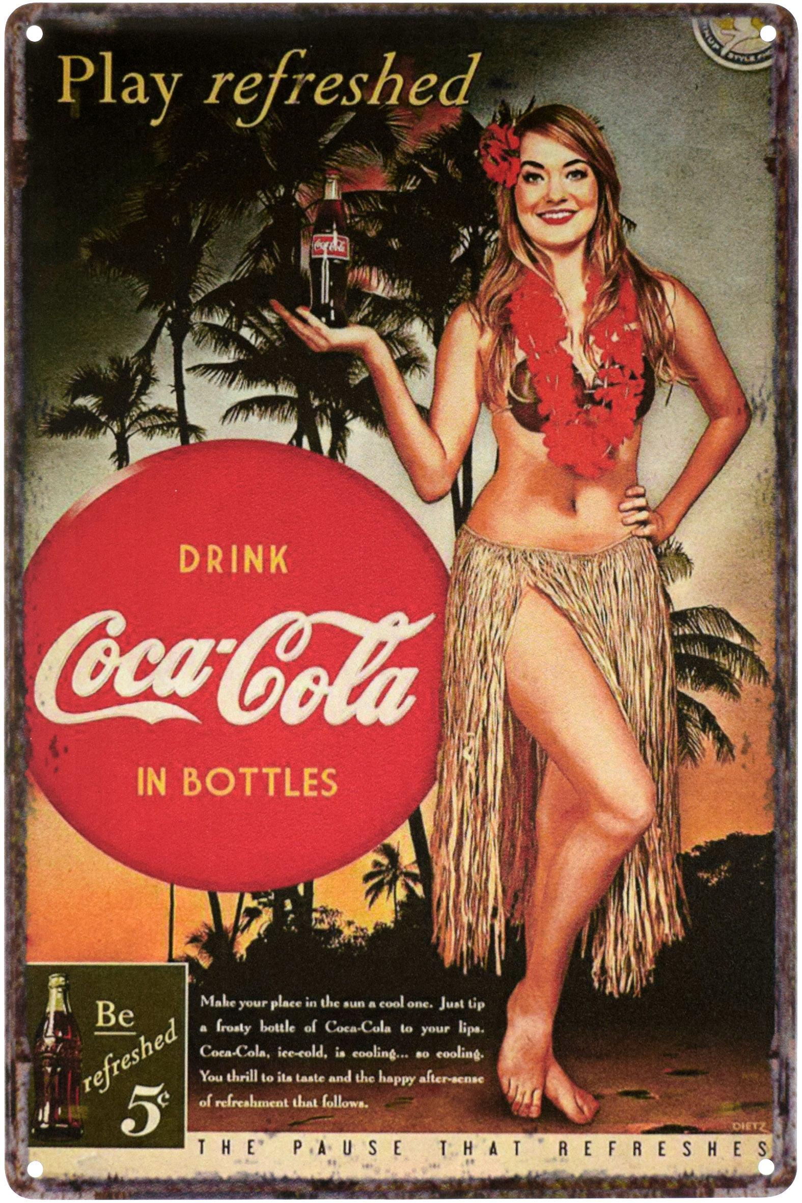 Табличка металлическая Кока-Кола Играй Освежившись/Coca-Cola Play Refreshed 20x30 см