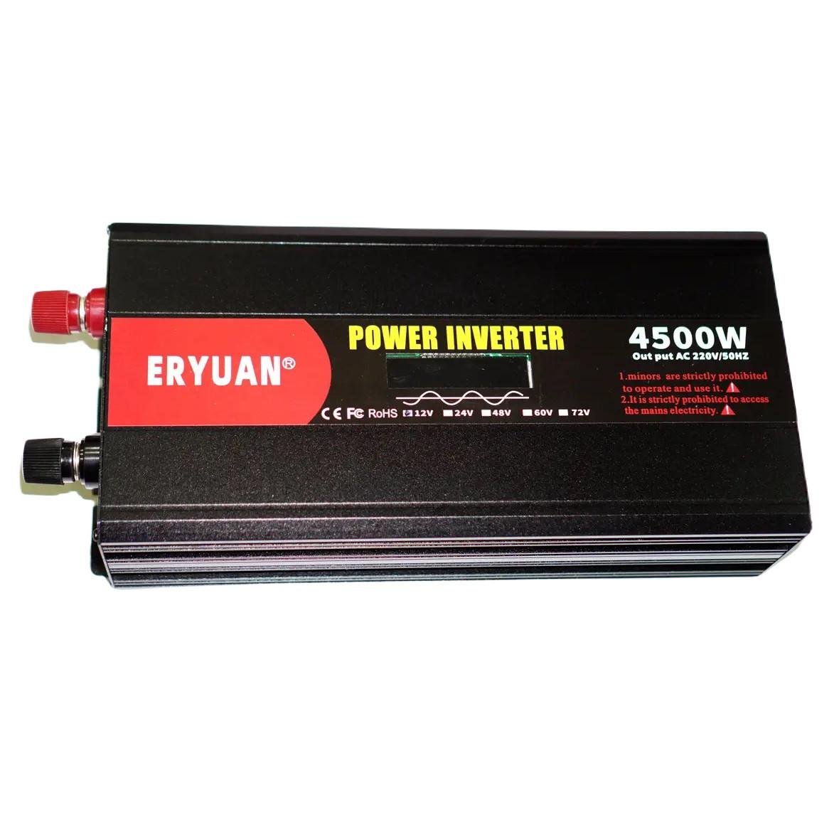 Перетворювач напруги Eryuan 4500 W LCD DC/AC 12-220 V з чистою синусоїдою та вольтметром Black (2024911628)