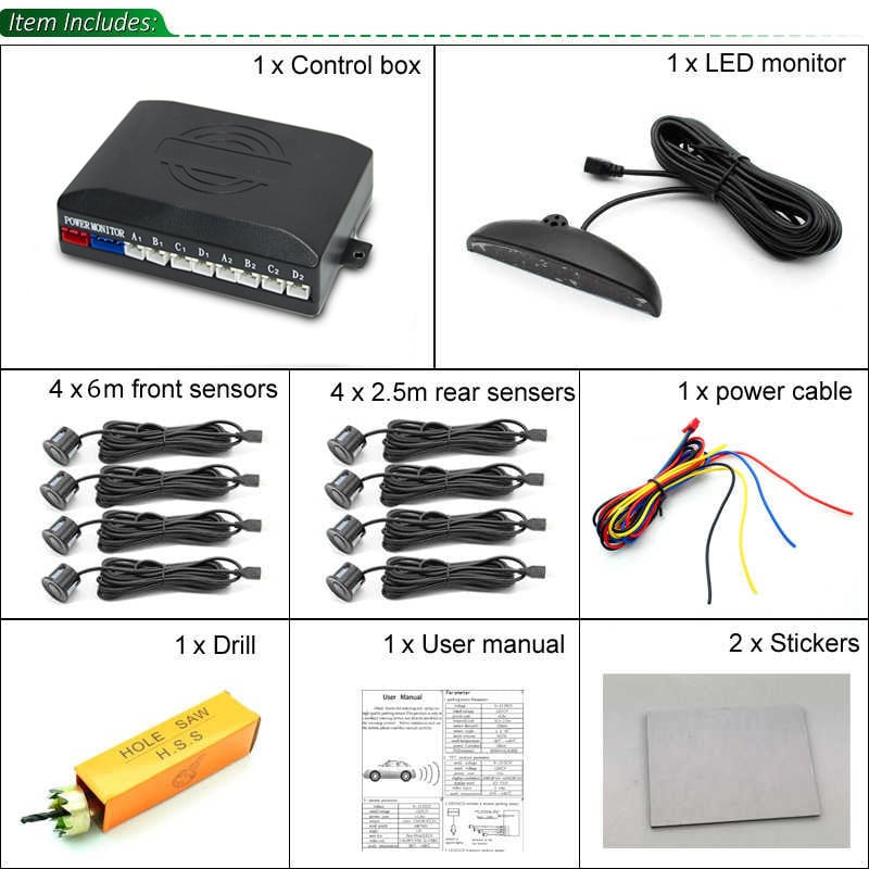 Парктроник Parking Sensor 8 датчиків (1007522-Black-1) - фото 8