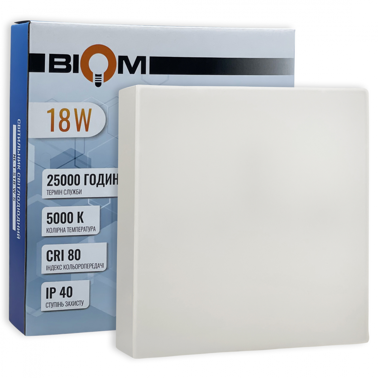 Светильник LED накладной Biom NL-1-S18-W-5 18W 5000К IP40 квадрат Белый