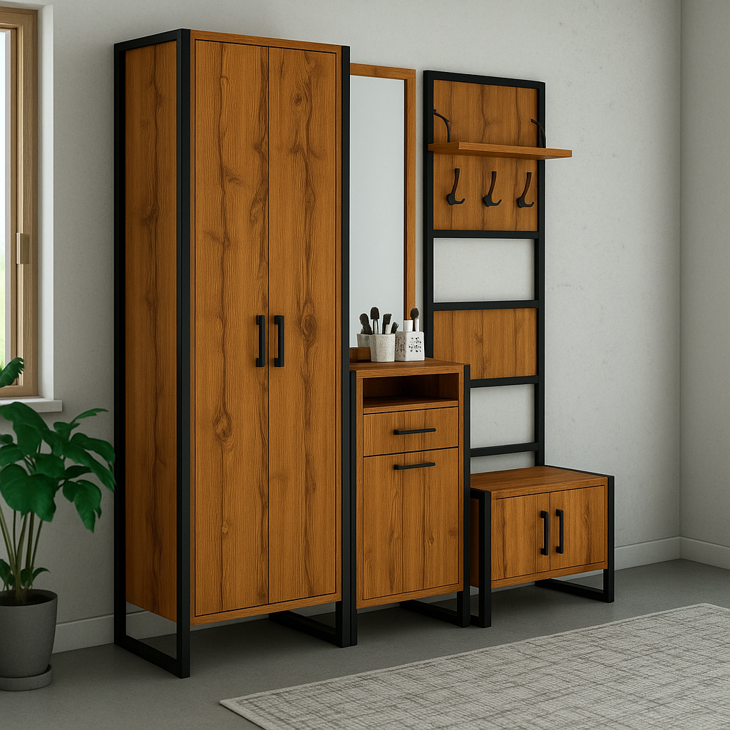 Прихожая модульная ТОБІ ШОАльто ПЛ/4 с зеркалом 1780x350x1900 мм Фаервуд