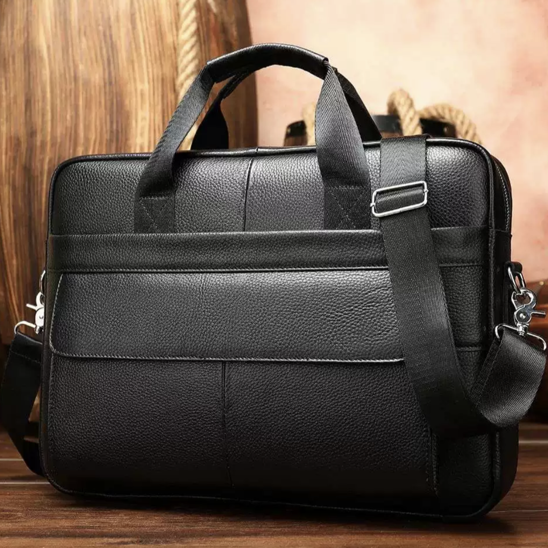 Сумка для ноутбука и документов мужская Черная кожаная Tiding Bag RD-23134 (2644144809)