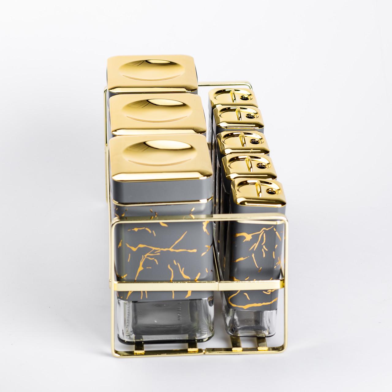 Набір ємностей для зберігання на металевій підставці 8 шт. по 650/150 мл Сірий (HP-1366) - фото 5 Набір ємностей для зберігання на металевій підставці 8 шт. по 650/150 мл Сірий (HP-1366) - фото 5