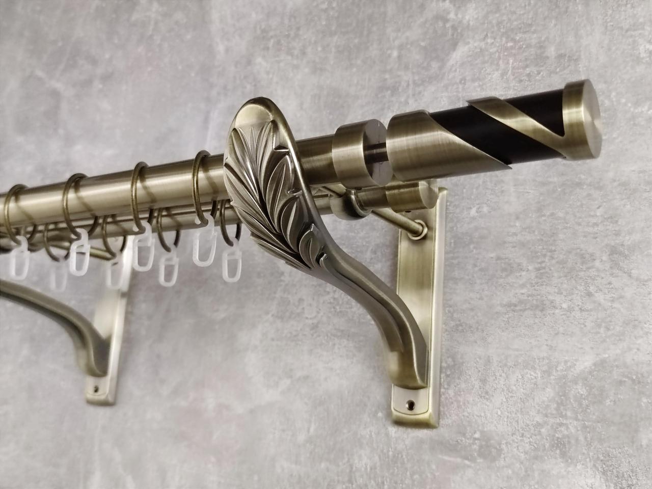 Карниз MStyle металевий для штор дворядний Сієна 25/19 мм ретро гладкий 200 см Антик (5012559)