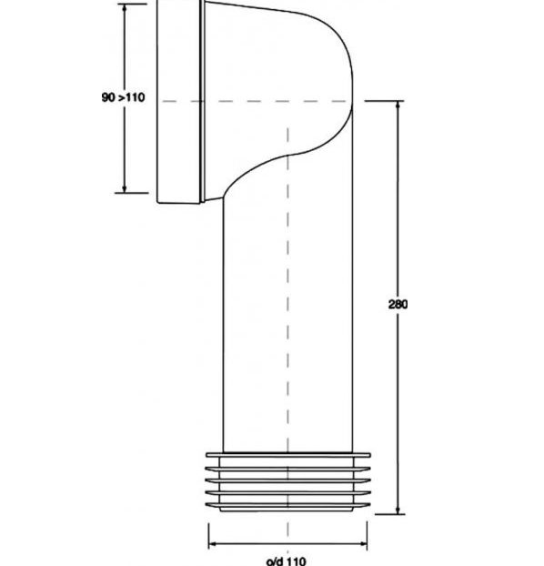 Колено для унитаза McAlpine L275 90-110/110 мм (HC41) - фото 2