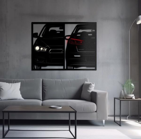 Картина-панно на стену в стиле лофт деревянное Decart Mitsubishi lancer 2008 без подсветки 90х67 см