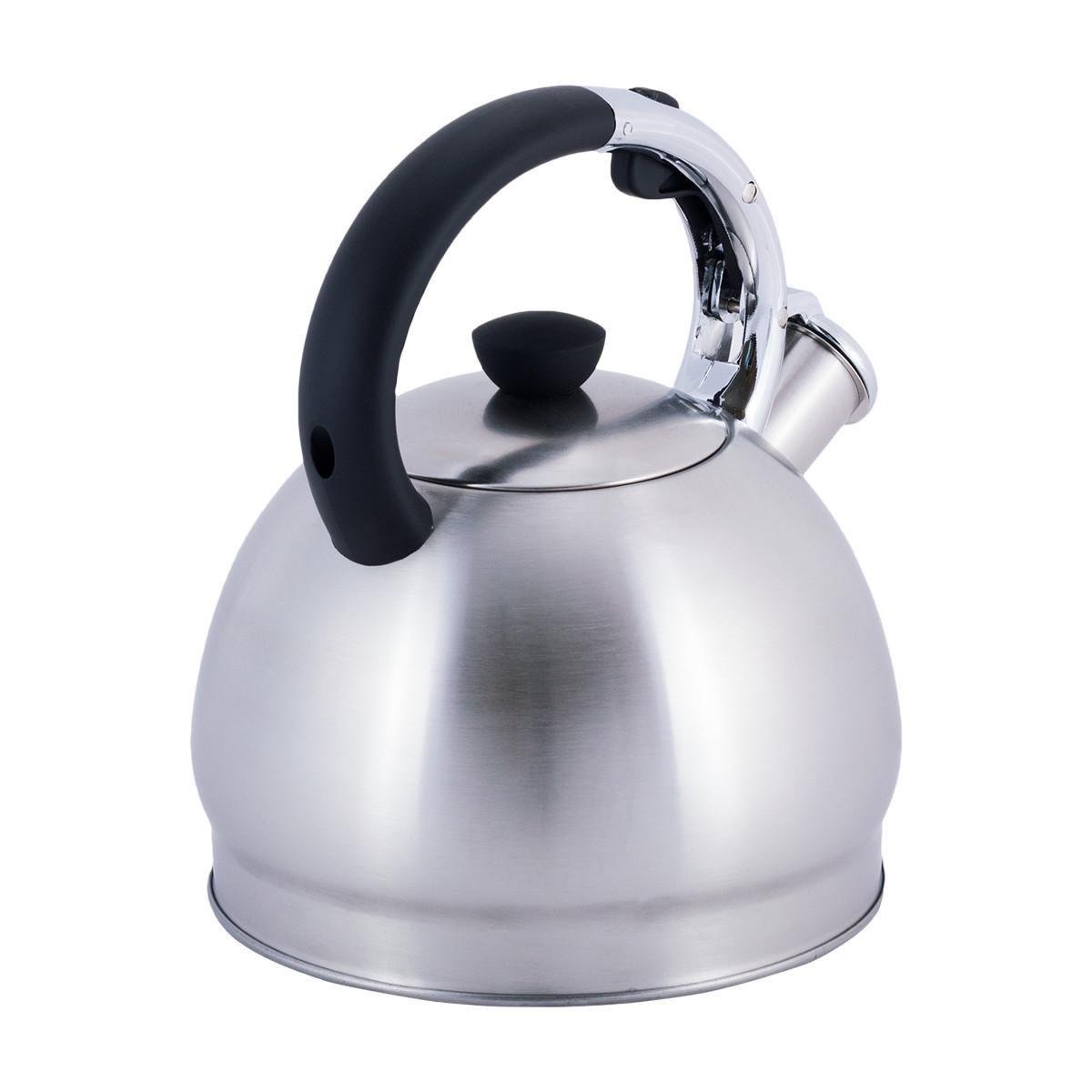 Чайник со свистком Kamille KM-0694ВN из нержавеющей стали 2 л Стальной/Черный (150-84-0694ВN) - фото 2 Чайник со свистком Kamille KM-0694ВN из нержавеющей стали 2 л Стальной/Черный (150-84-0694ВN) - фото 2