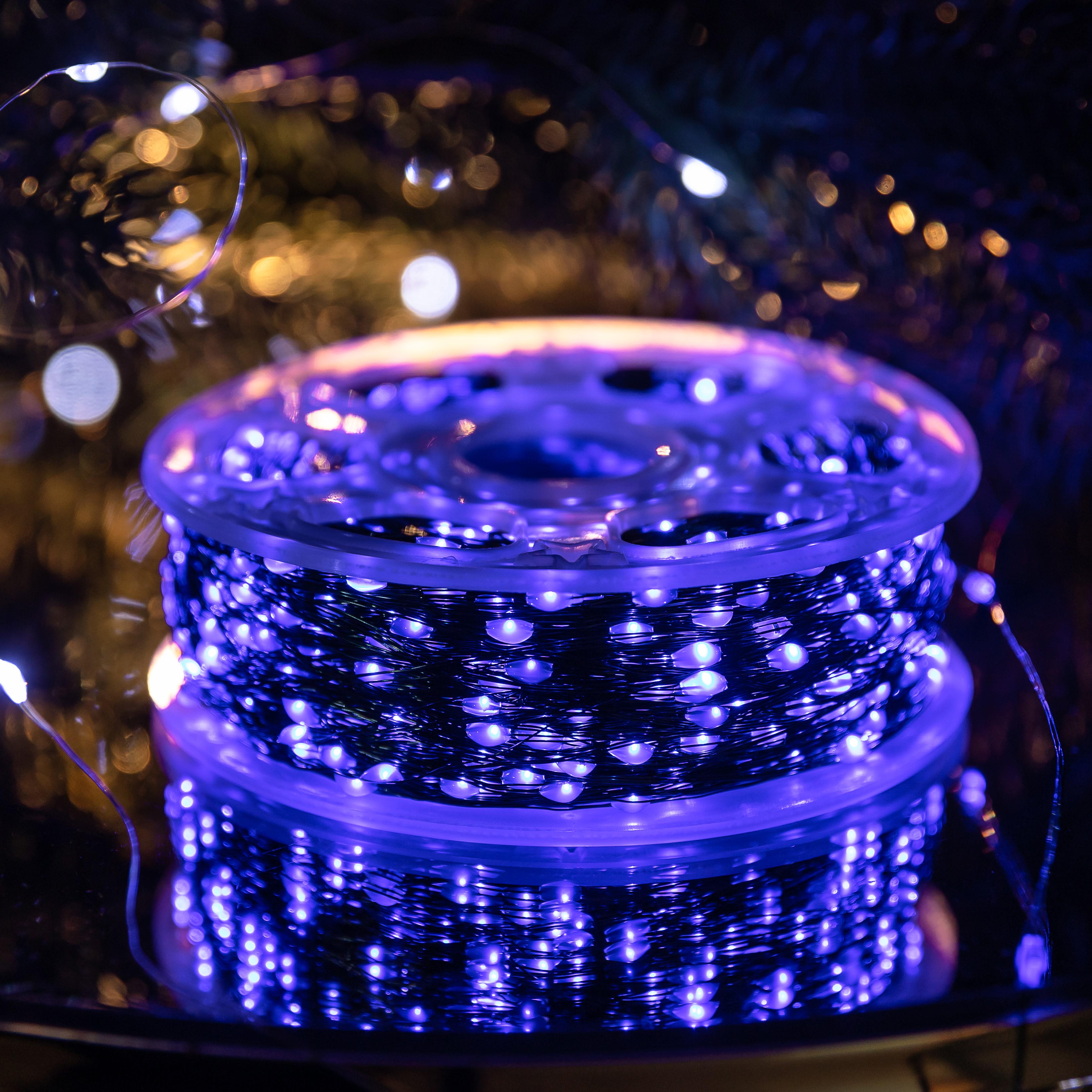 Гирлянда нить для декора GarlandoPro Роса с пультом от сети 1000 LED 100 м Синий (147-107-1000L100MGBL)